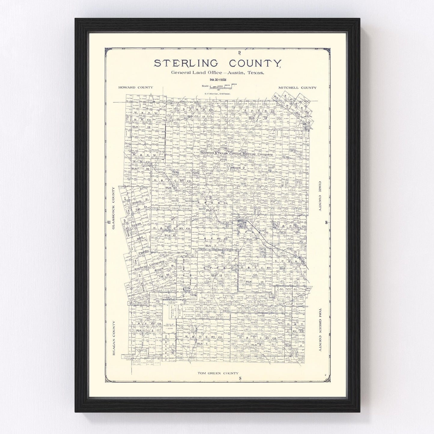 Vintage Map of Sterling County, Texas 1926