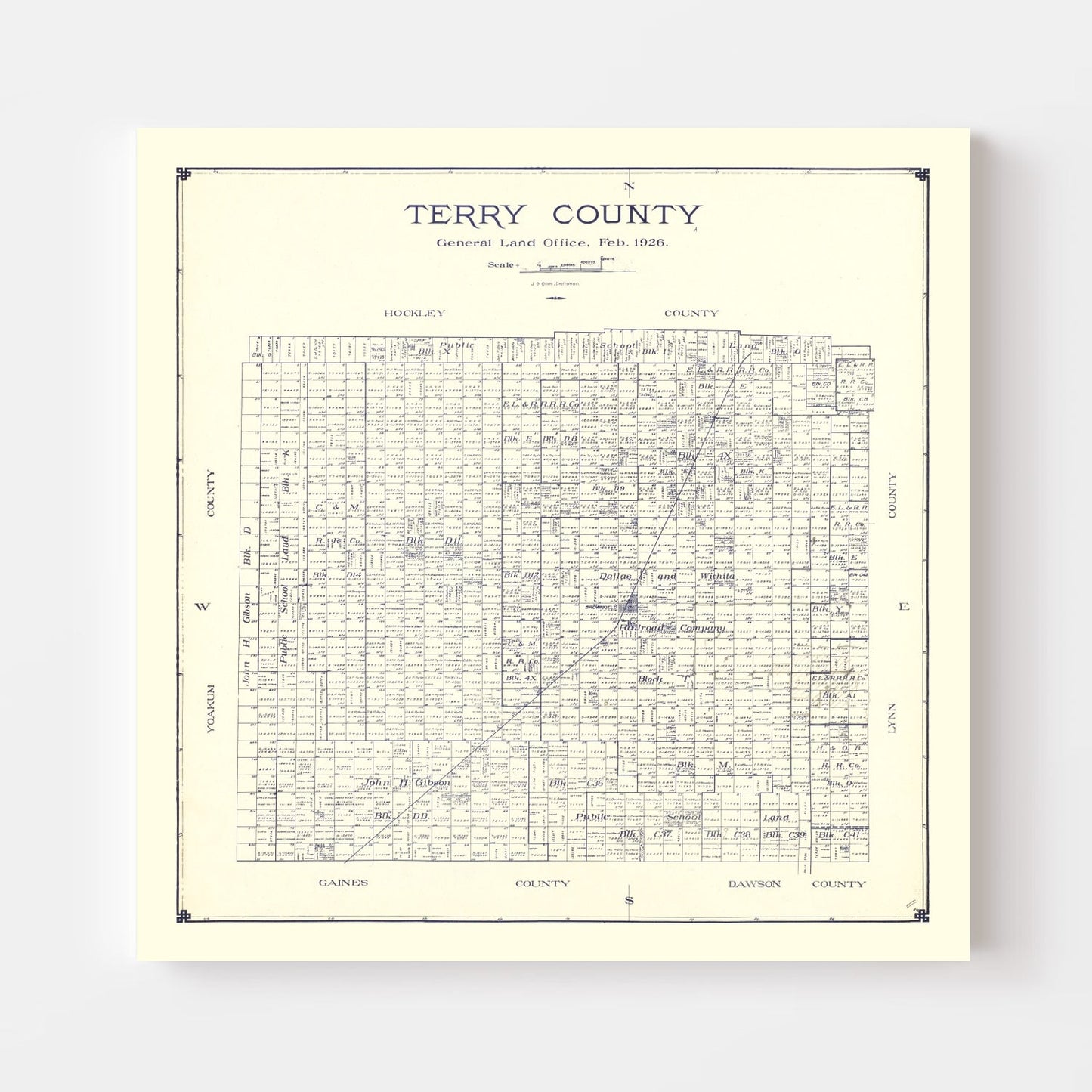 Vintage Map of Terry County, Texas 1926