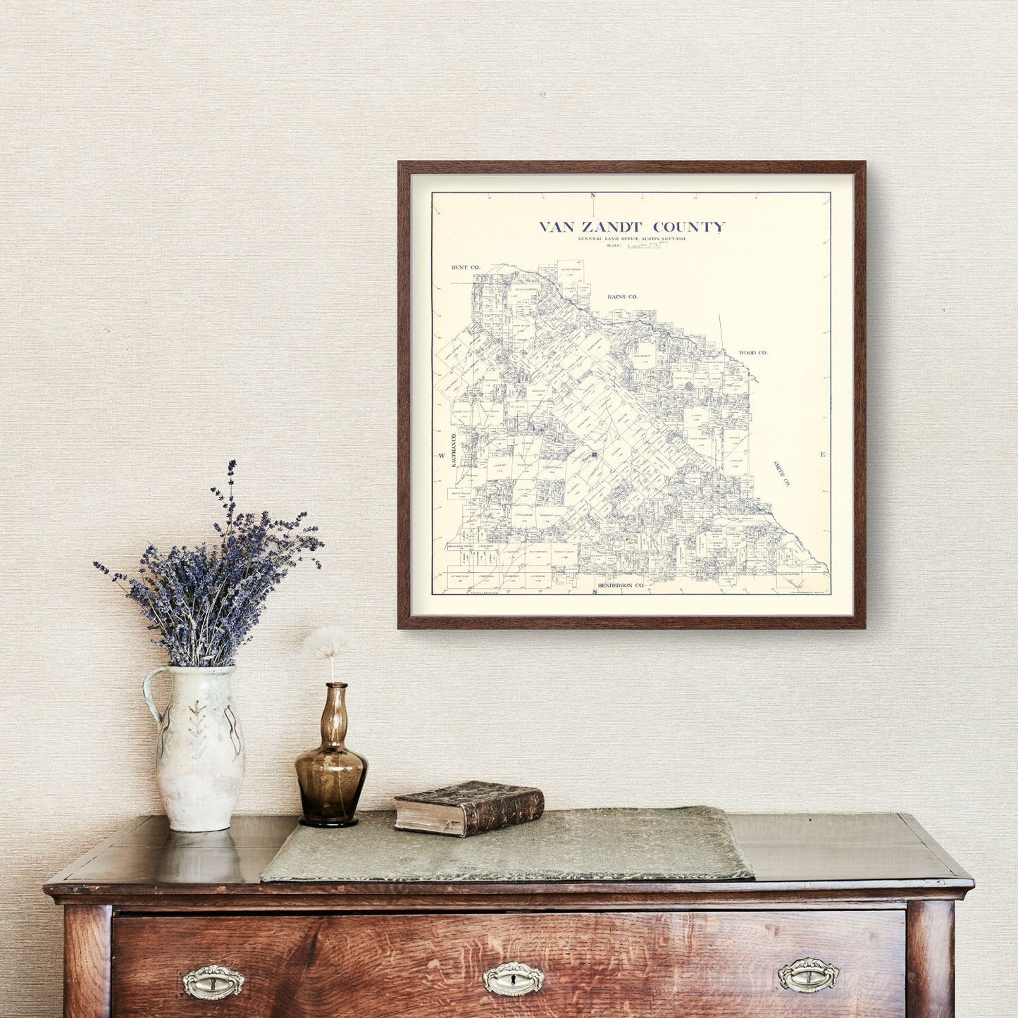 Vintage Map of Van Zandt County, Texas 1921