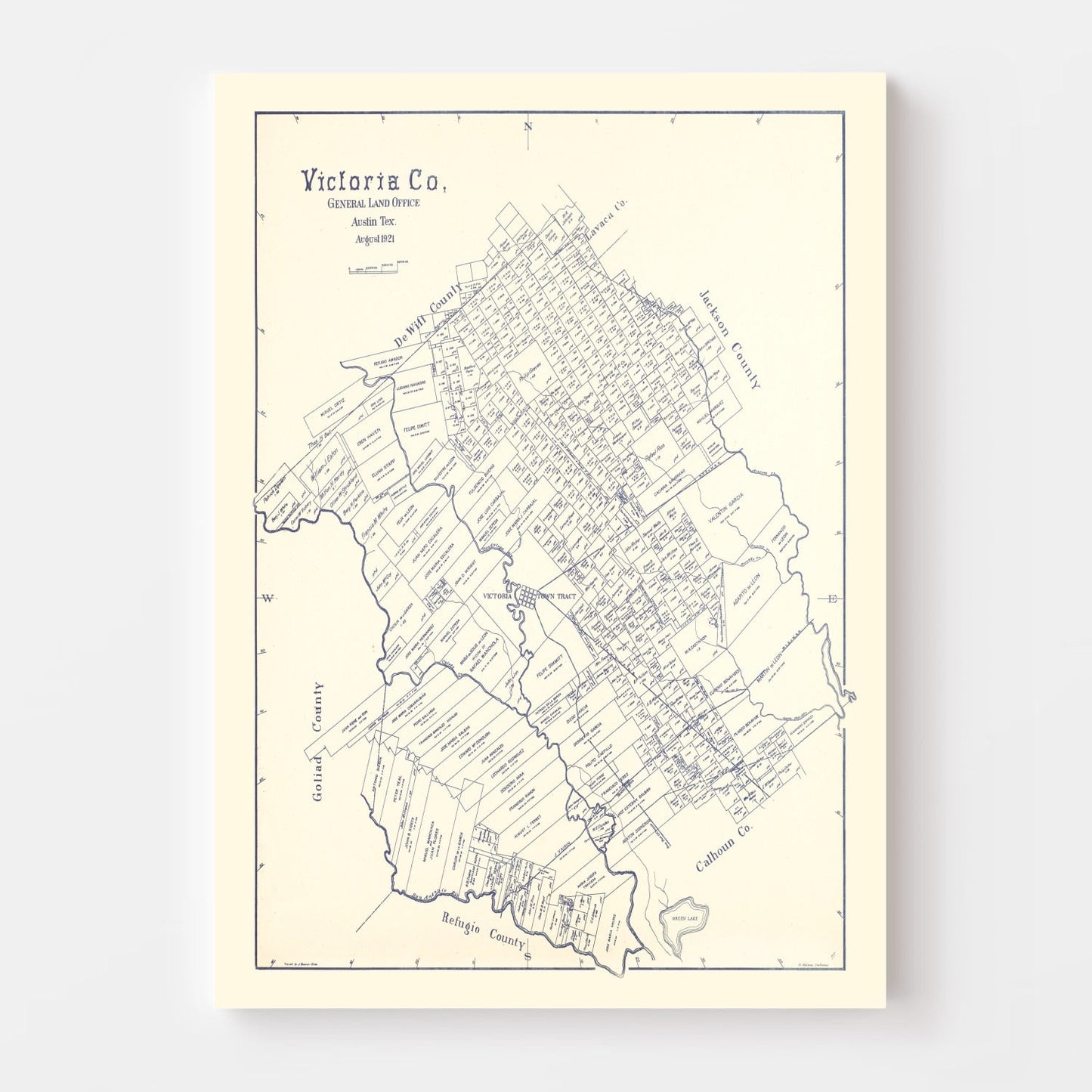 Vintage Map of Victoria County, Texas 1921