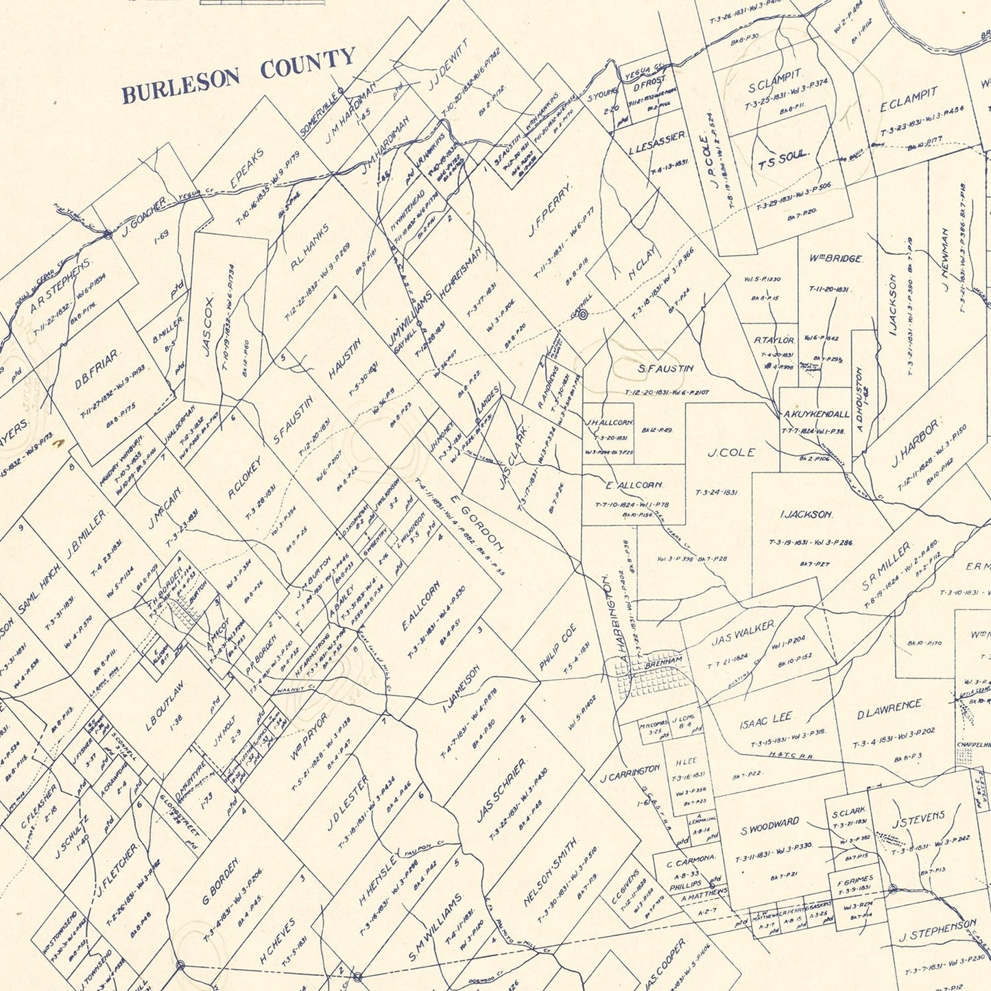 Vintage Map of Washington County, Texas 1920