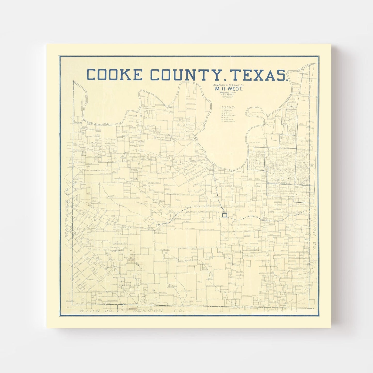 Vintage Map of Cooke County, Texas 1920