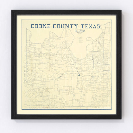Vintage Map of Cooke County, Texas 1920