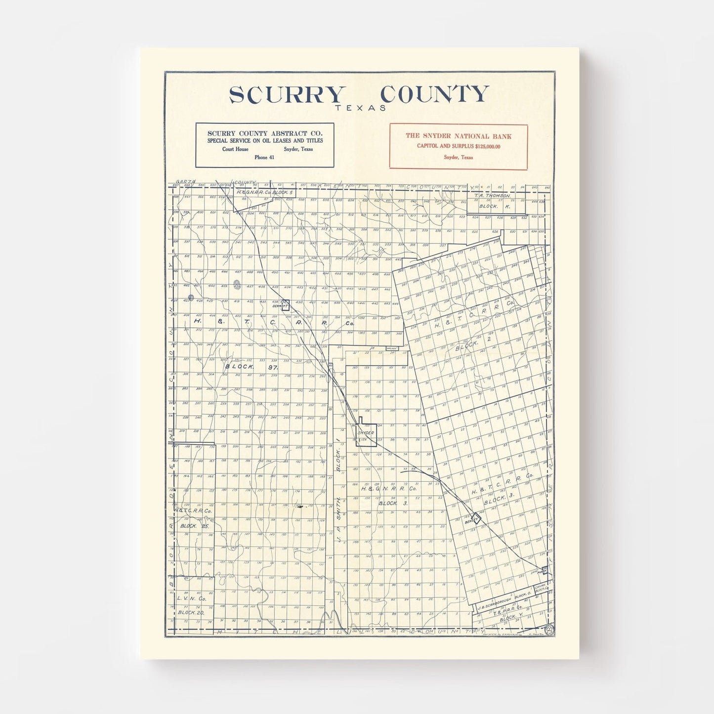 Vintage Map of Scurry County, Texas 1923