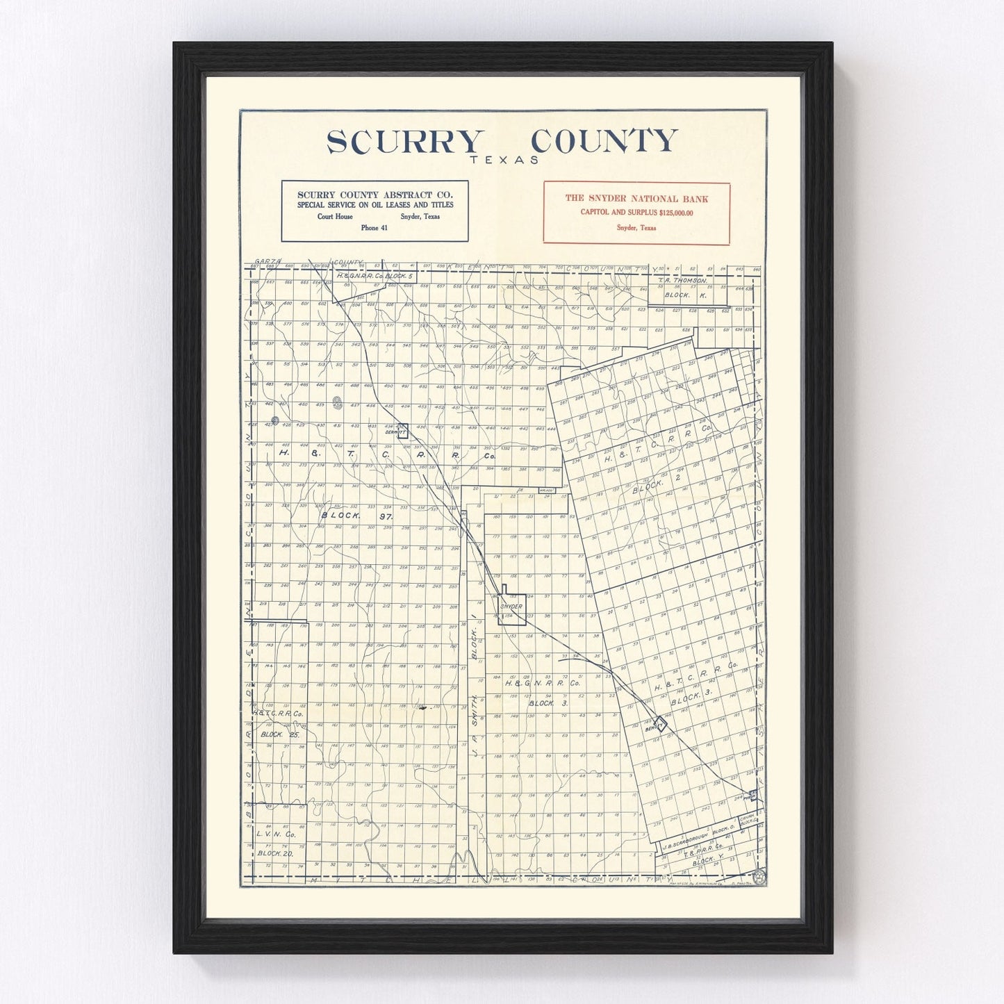 Vintage Map of Scurry County, Texas 1923
