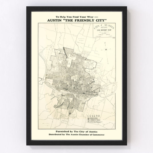 Vintage Map of Austin, Texas 1943