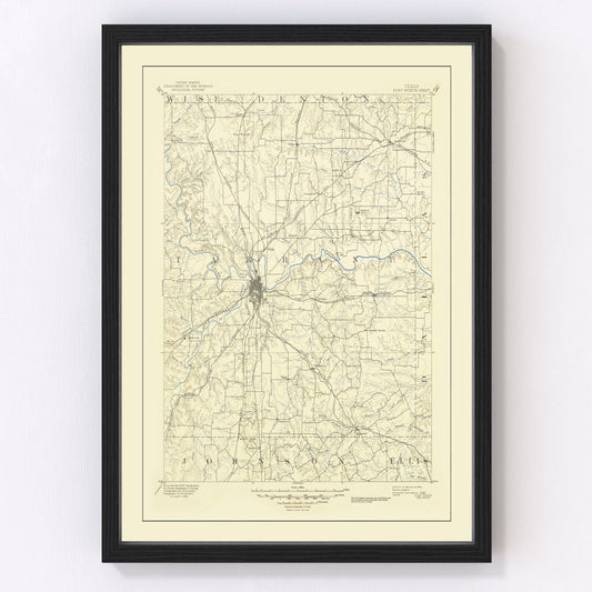Vintage Map of Fort Worth, Texas 1949