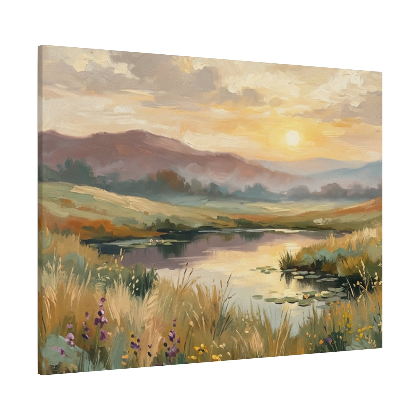 Sunset Meadow Canvas Wall Art — Stretched Matte Landscape Print
