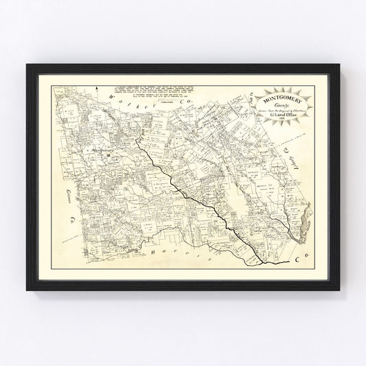 Vintage Map of Montgomery County, Texas 1933