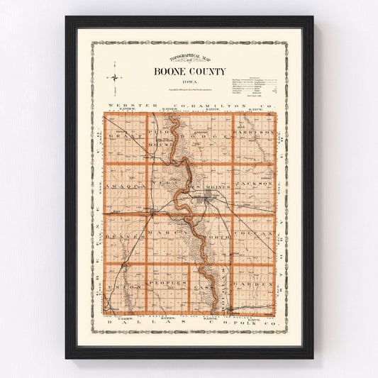 Vintage Map of Boone County, Oklahoma 1904