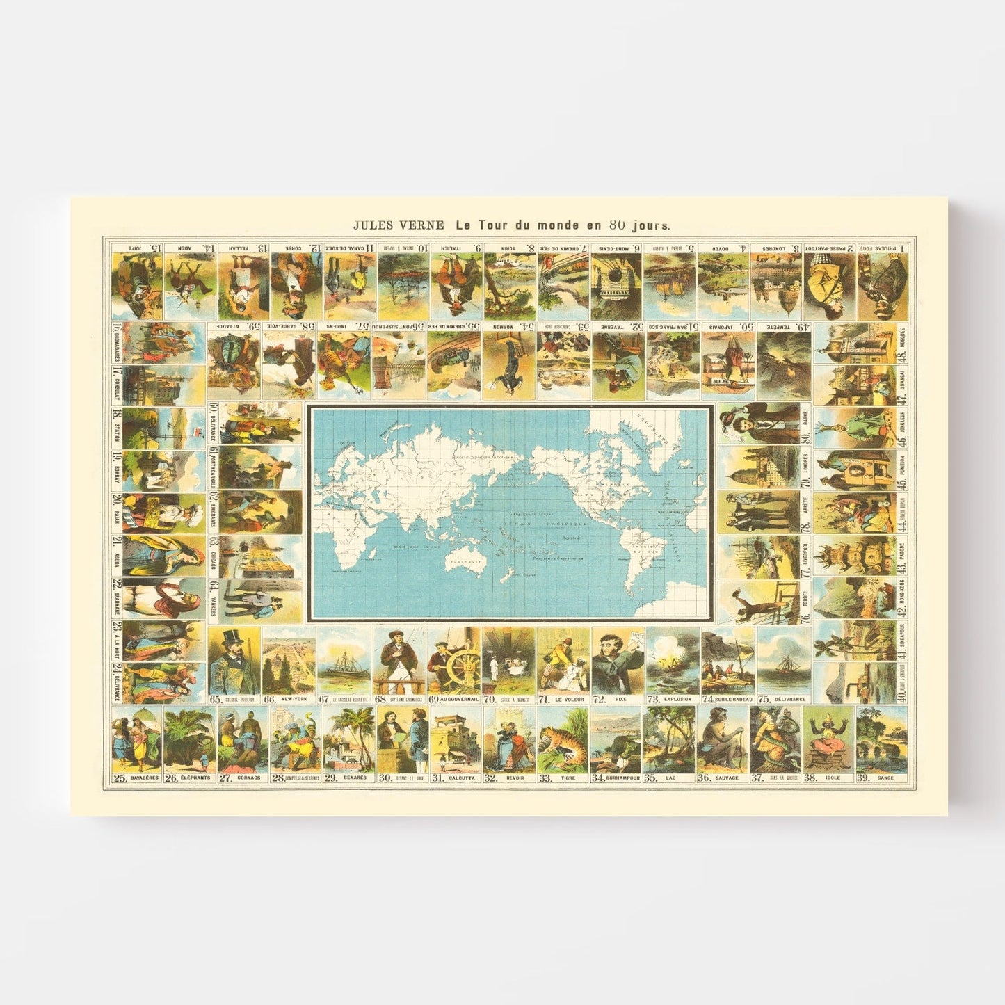 Jules Verne Around The World In 80 Days Map 1870