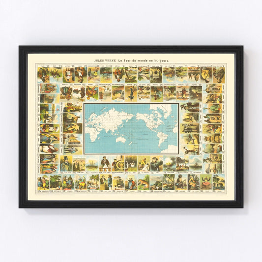 Jules Verne Around The World In 80 Days Map 1870