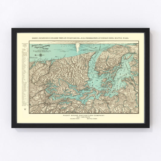 Vintage Puget Sound Map 1910