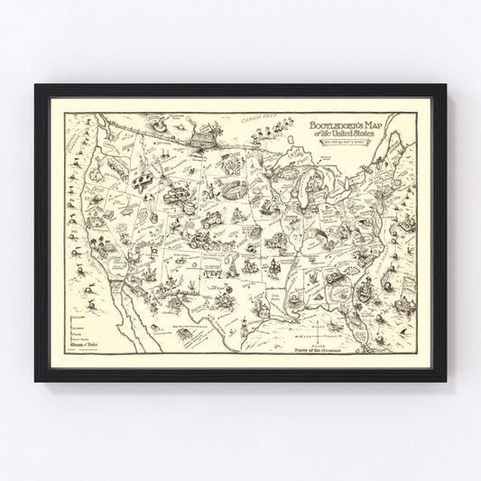 Vintage Bootlegger's Map of the United States 1926