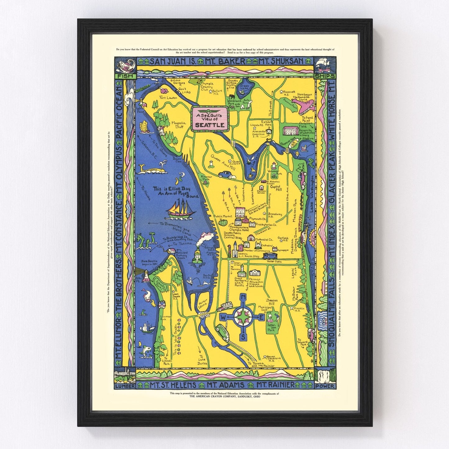 Vintage Map of Seattle, Washington 1927