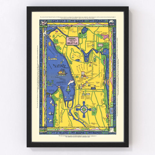 Vintage Map of Seattle, Washington 1927