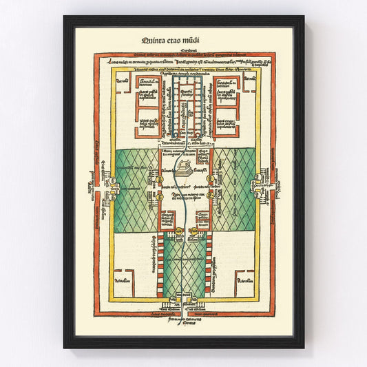 Vintage Map of Ezekiel's Temple 1493