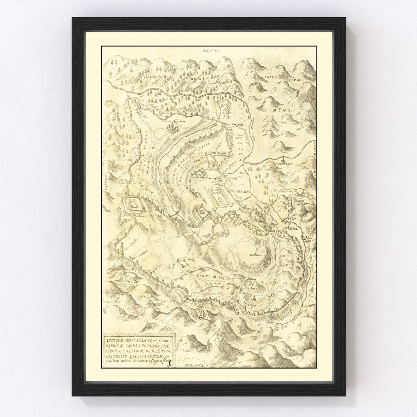 Vintage Map of Jerusalem, Israel 1572