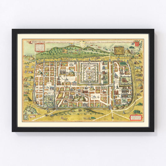Vintage Map of Jerusalem, Israel 1584