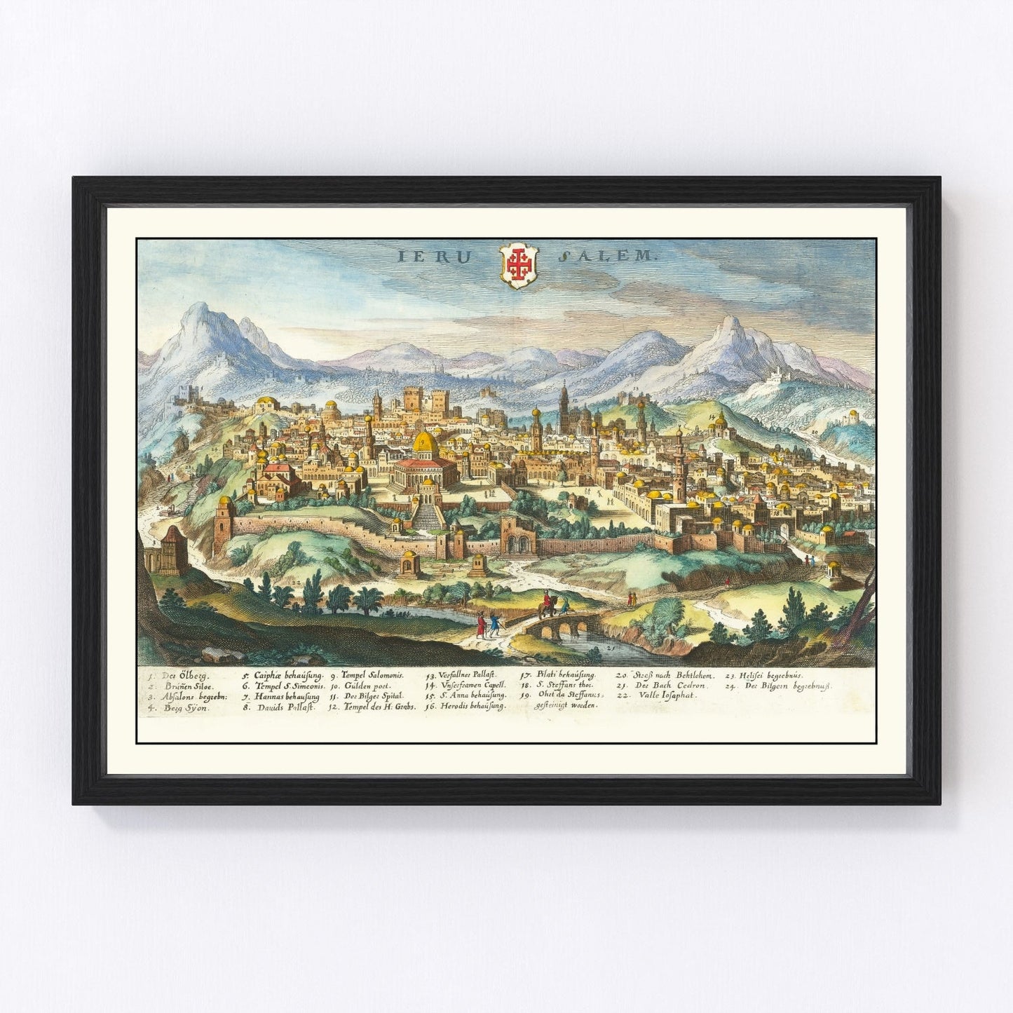 Vintage Map of Jerusalem, Israel 1640