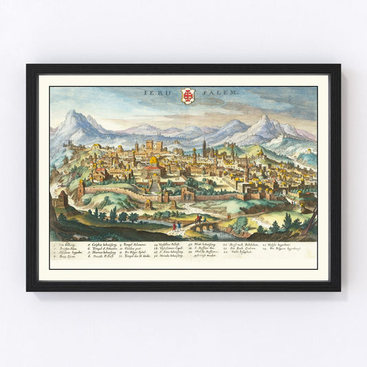 Vintage Map of Jerusalem, Israel 1640