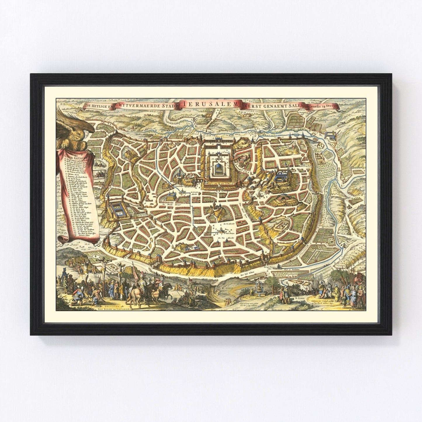 Vintage Map of Jerusalem, Israel 1648