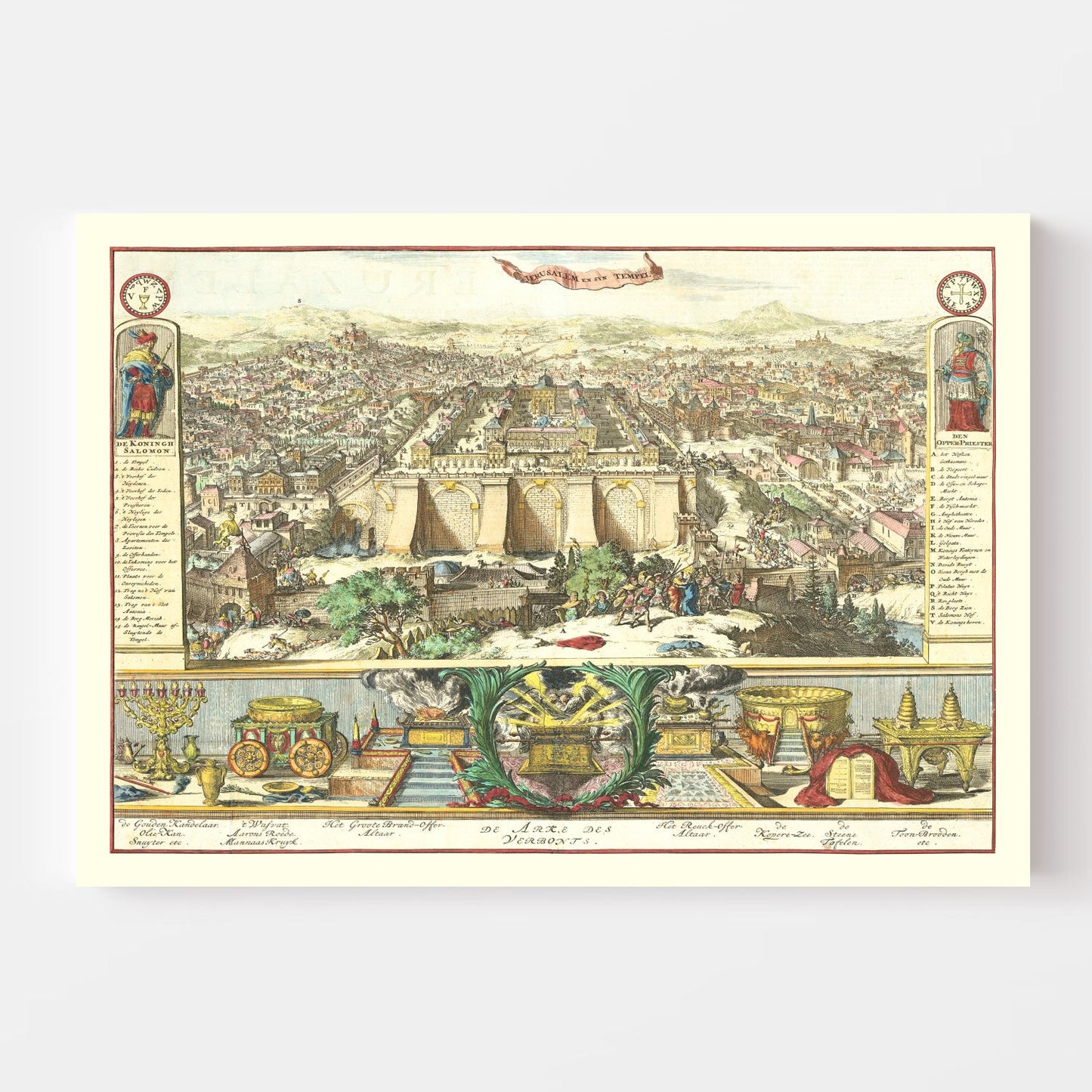 Vintage Map of Jerusalem, Israel 1687