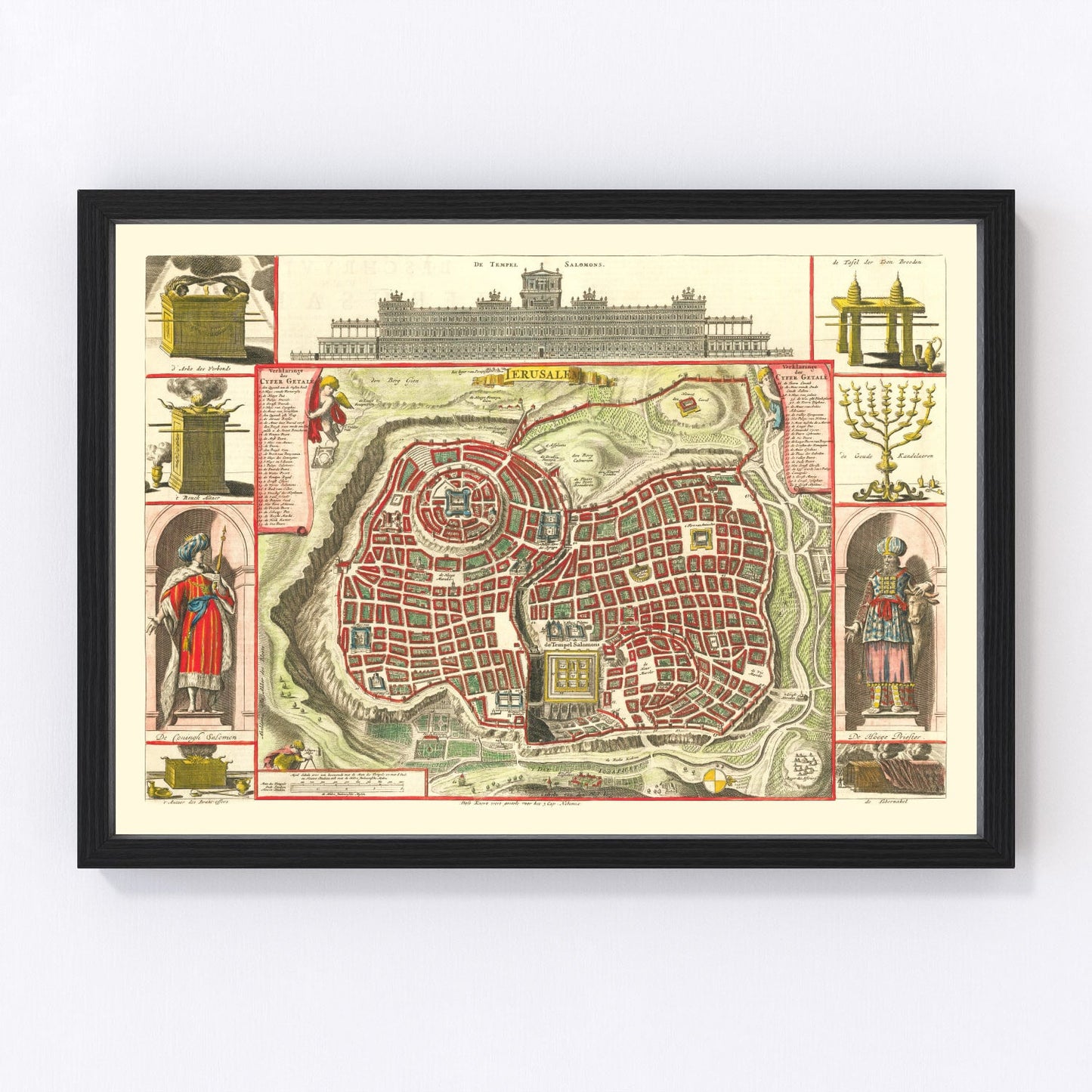 Vintage Map of Jerusalem, Israel 1690