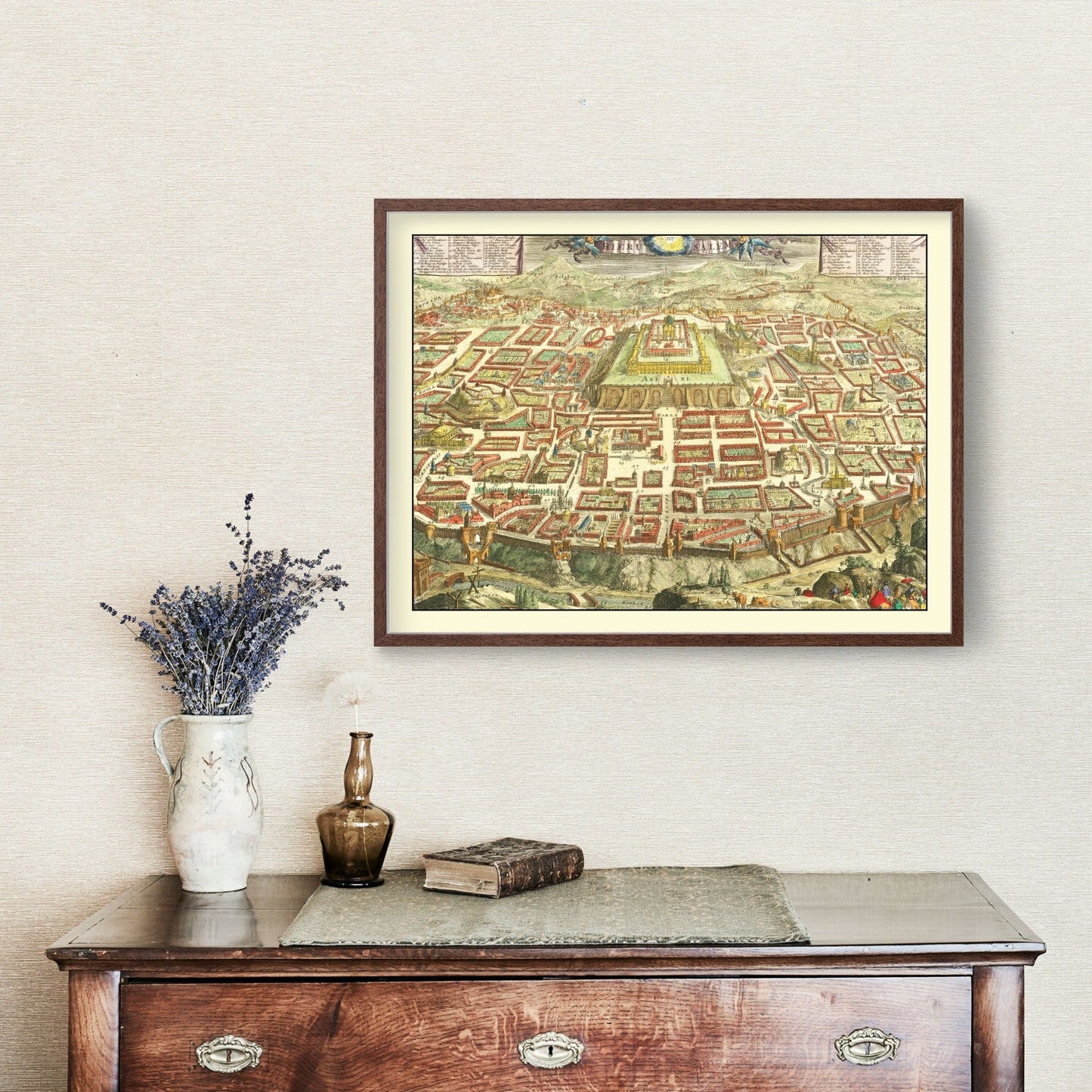 Vintage Map of Jerusalem, Israel 1702