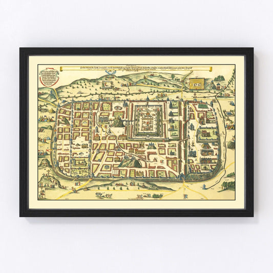 Vintage Map of Jerusalem, Israel 1736