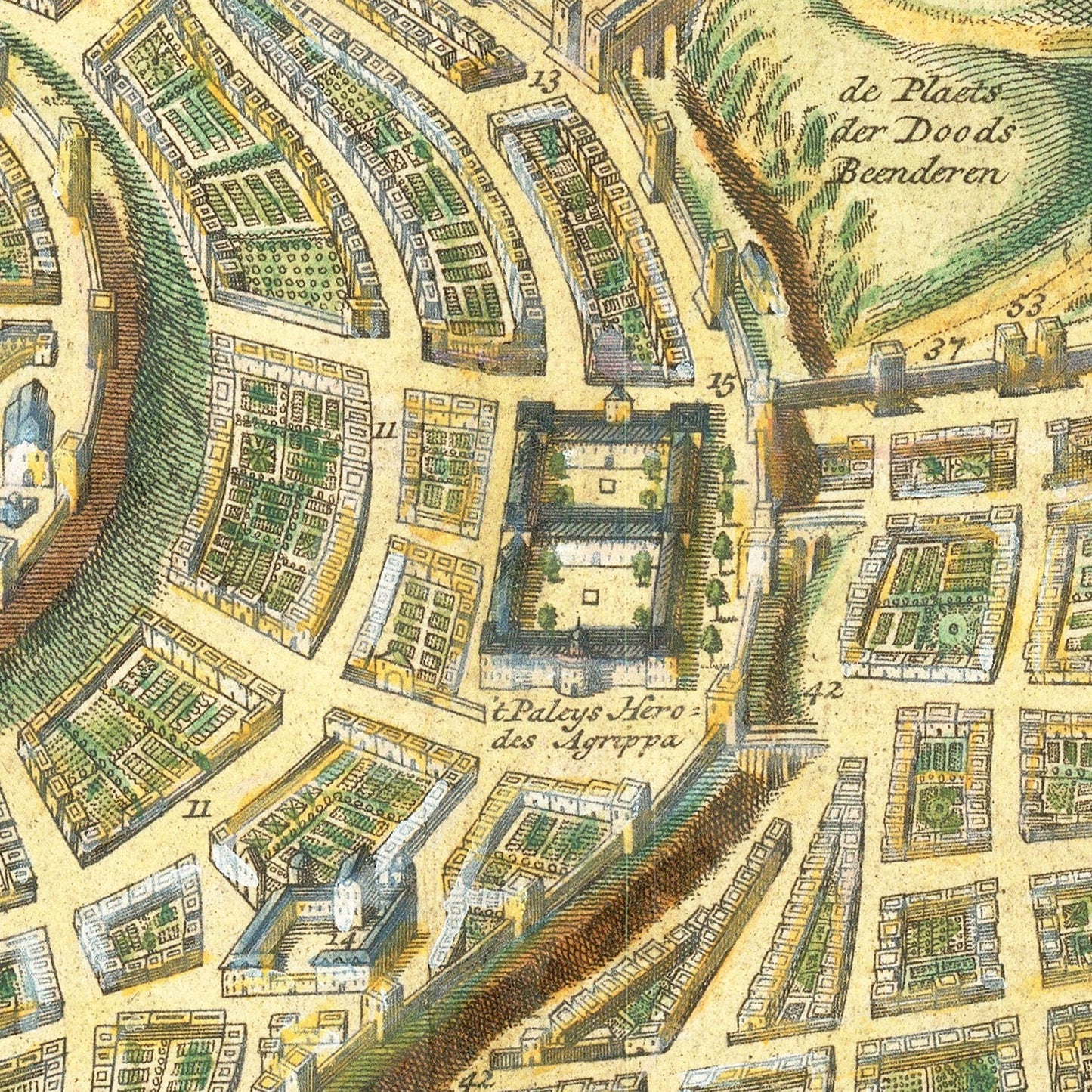 Vintage Map of Jerusalem, Israel 1740