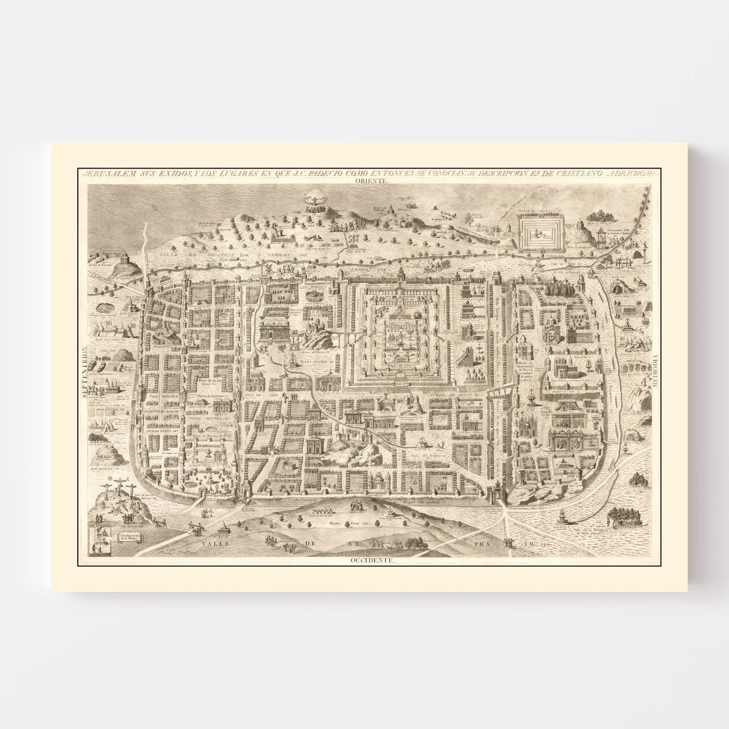 Vintage Map of Jerusalem, Israel 1800