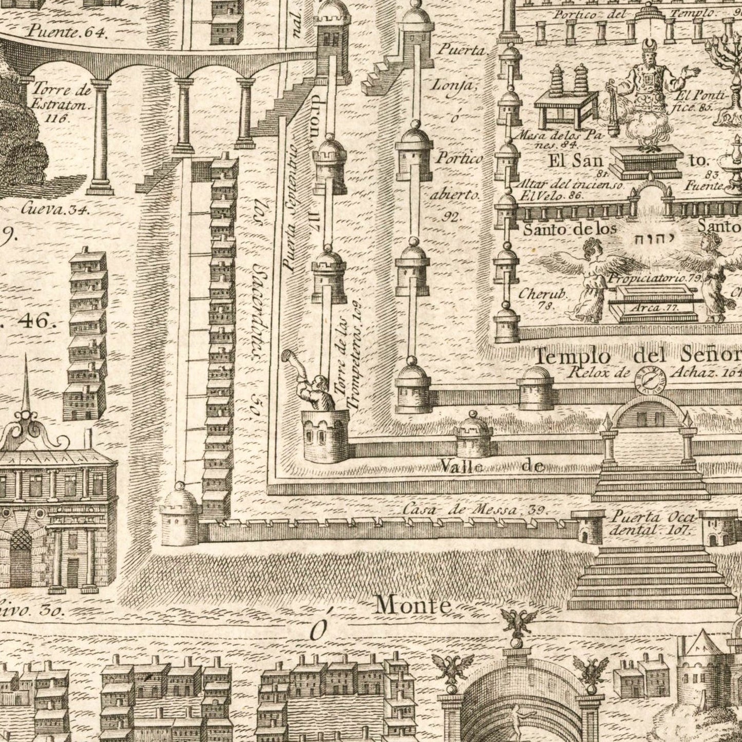 Vintage Map of Jerusalem, Israel 1800
