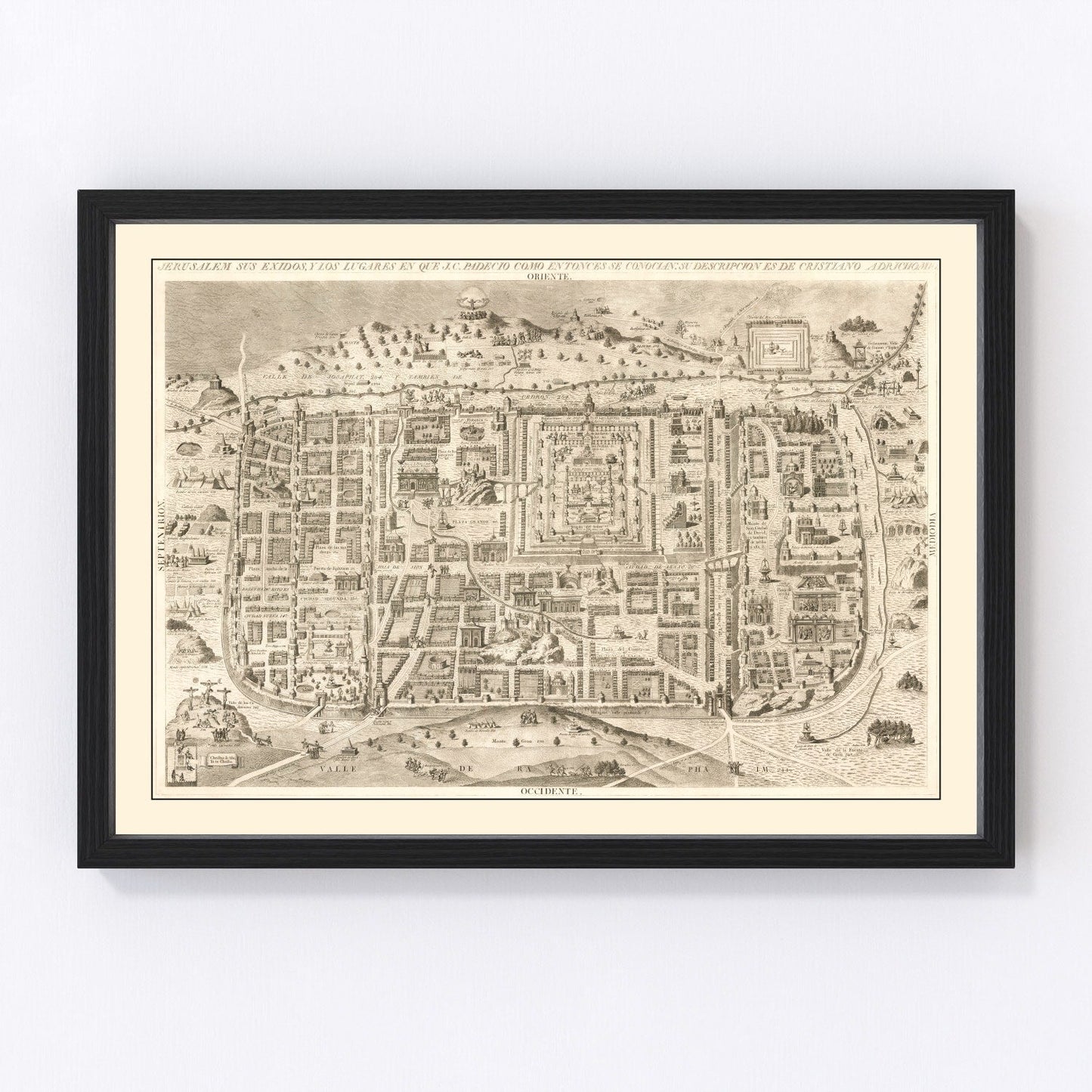 Vintage Map of Jerusalem, Israel 1800