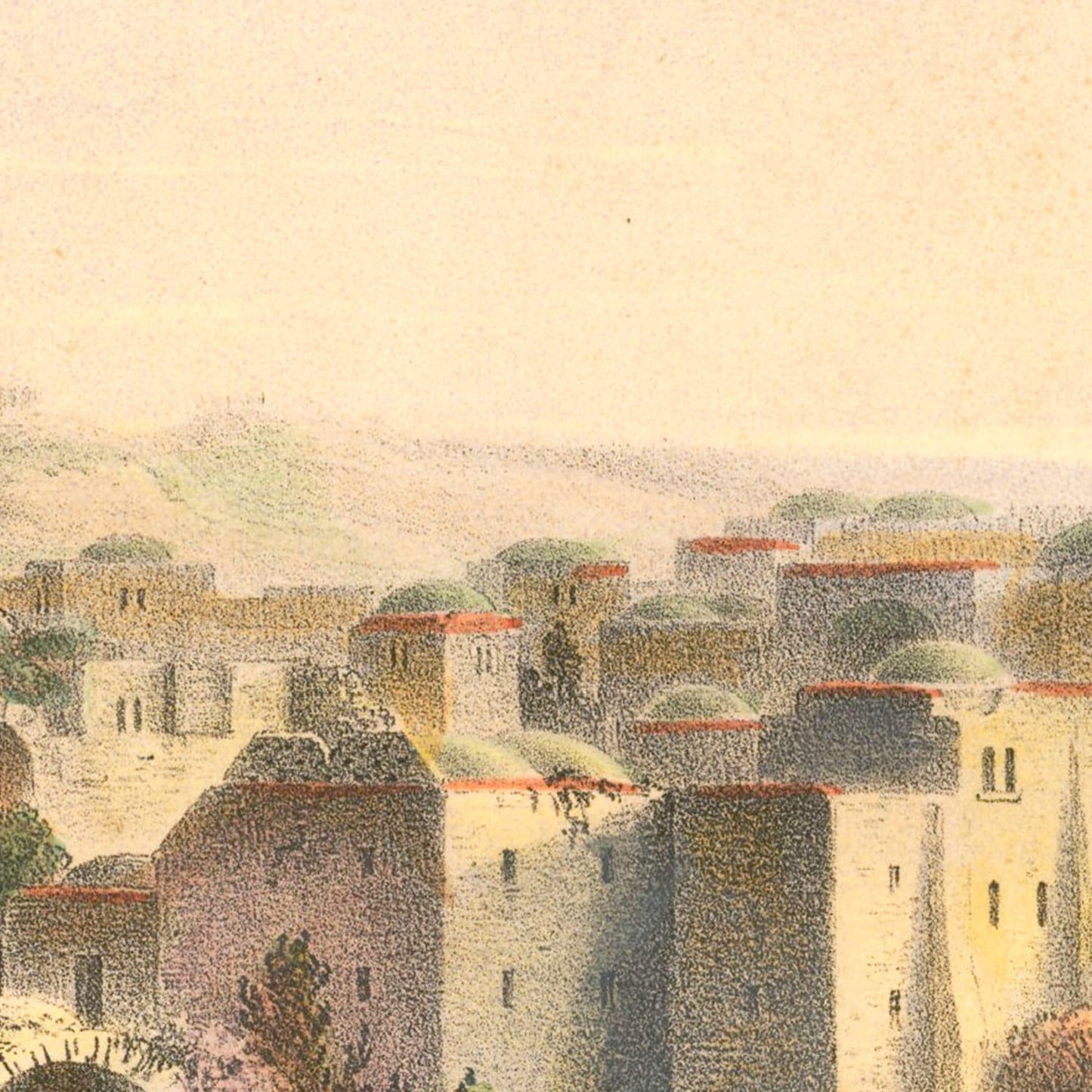 Vintage Map of Jerusalem, Israel 1838