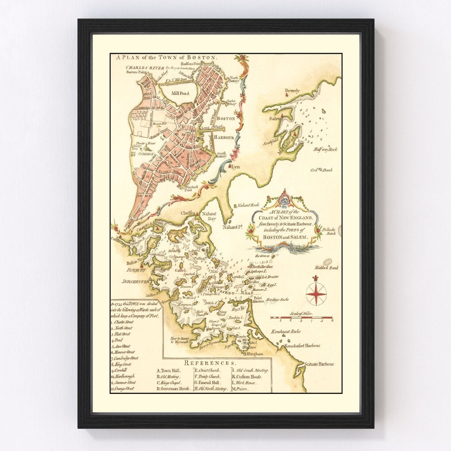 Vintage Map of Boston, Massachusetts 1774