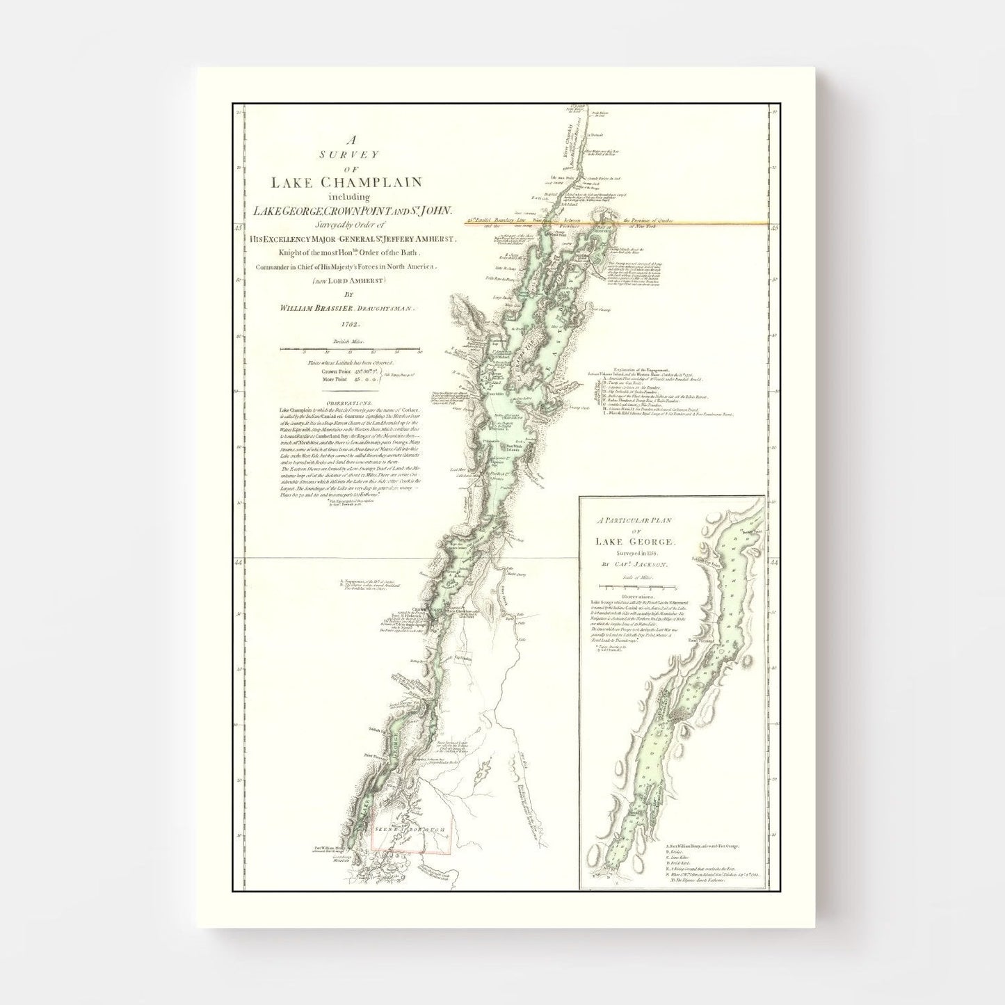 Vintage Lake Champlain Map 1776