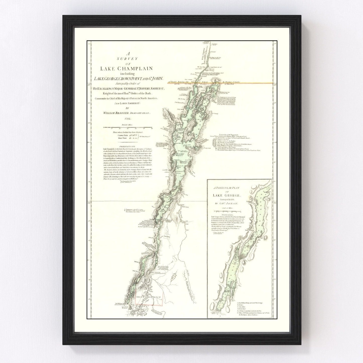Vintage Lake Champlain Map 1776
