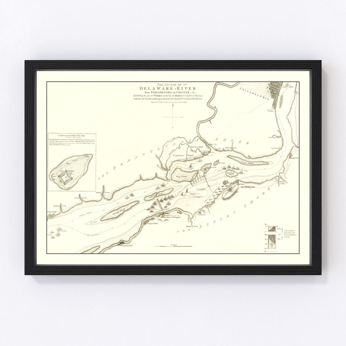 Vintage Revolutionary War Battle Map 1778