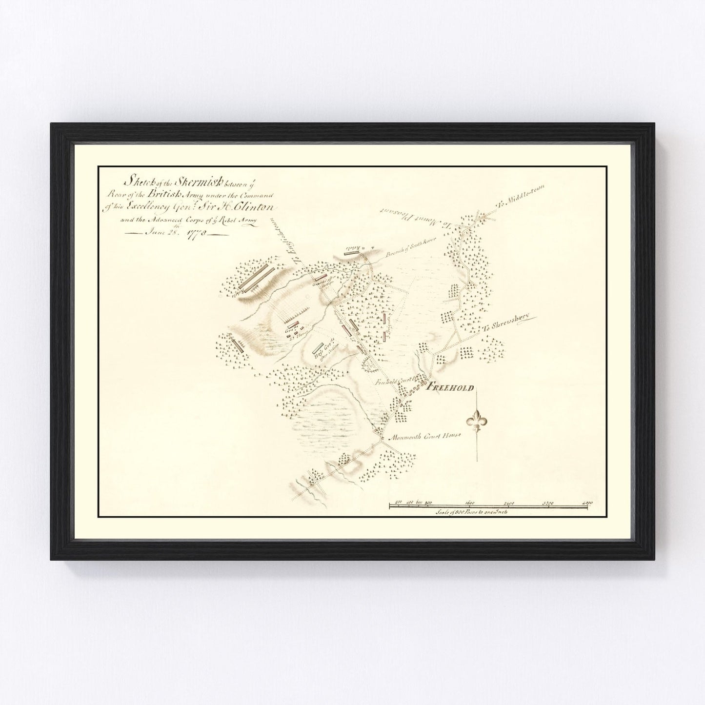 Vintage Battle of Monmouth Map 1778
