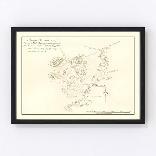Vintage Battle of Monmouth Map 1778