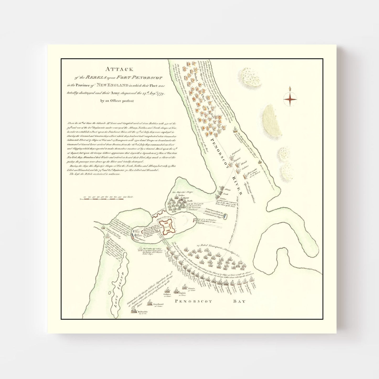 Vintage Fort Penobscot Map 1785