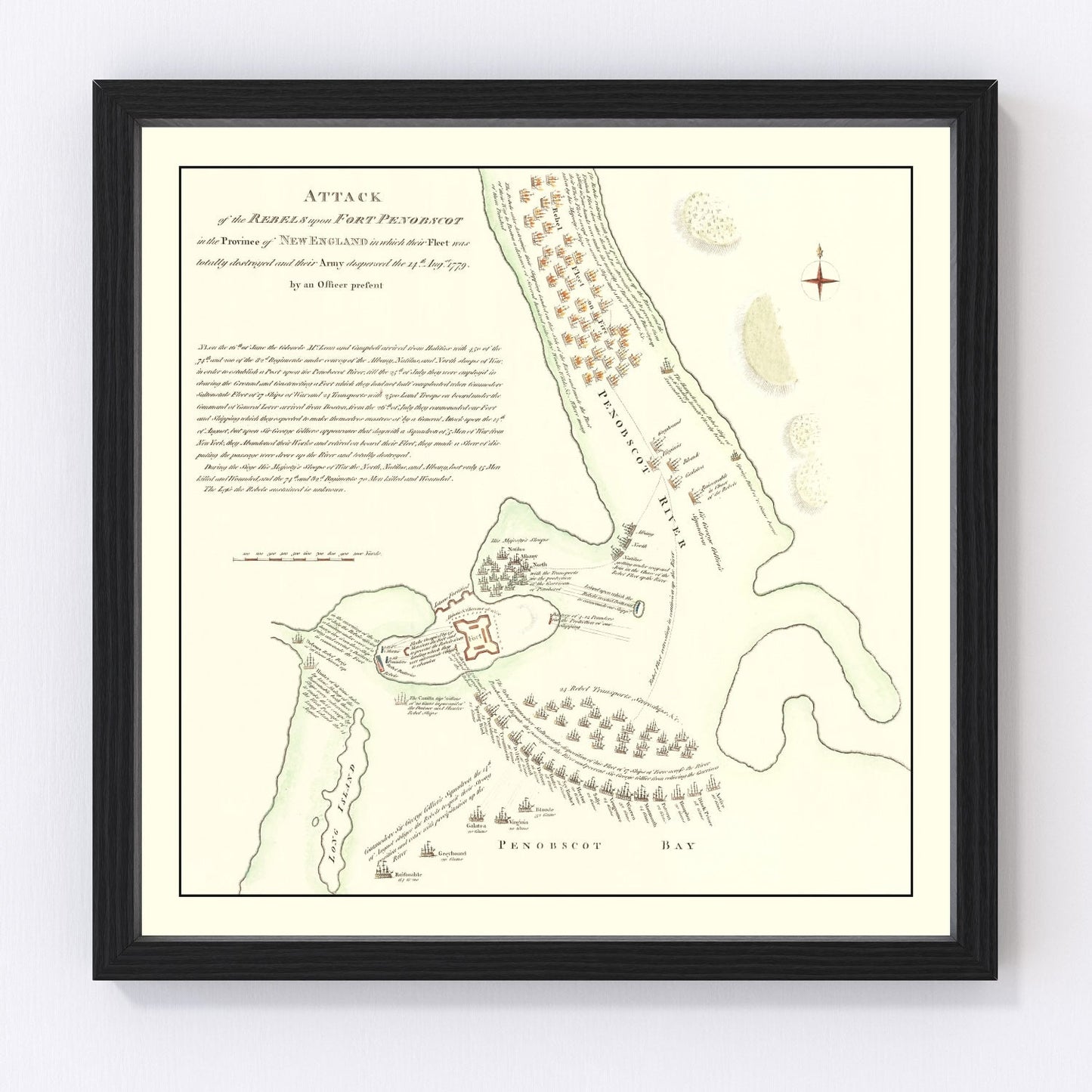 Vintage Fort Penobscot Map 1785