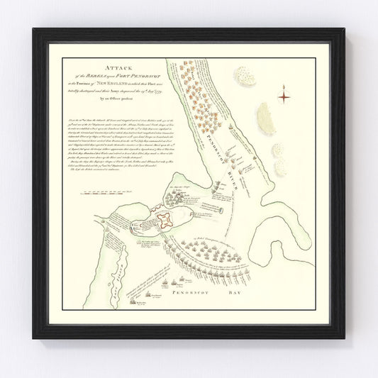 Vintage Fort Penobscot Map 1785