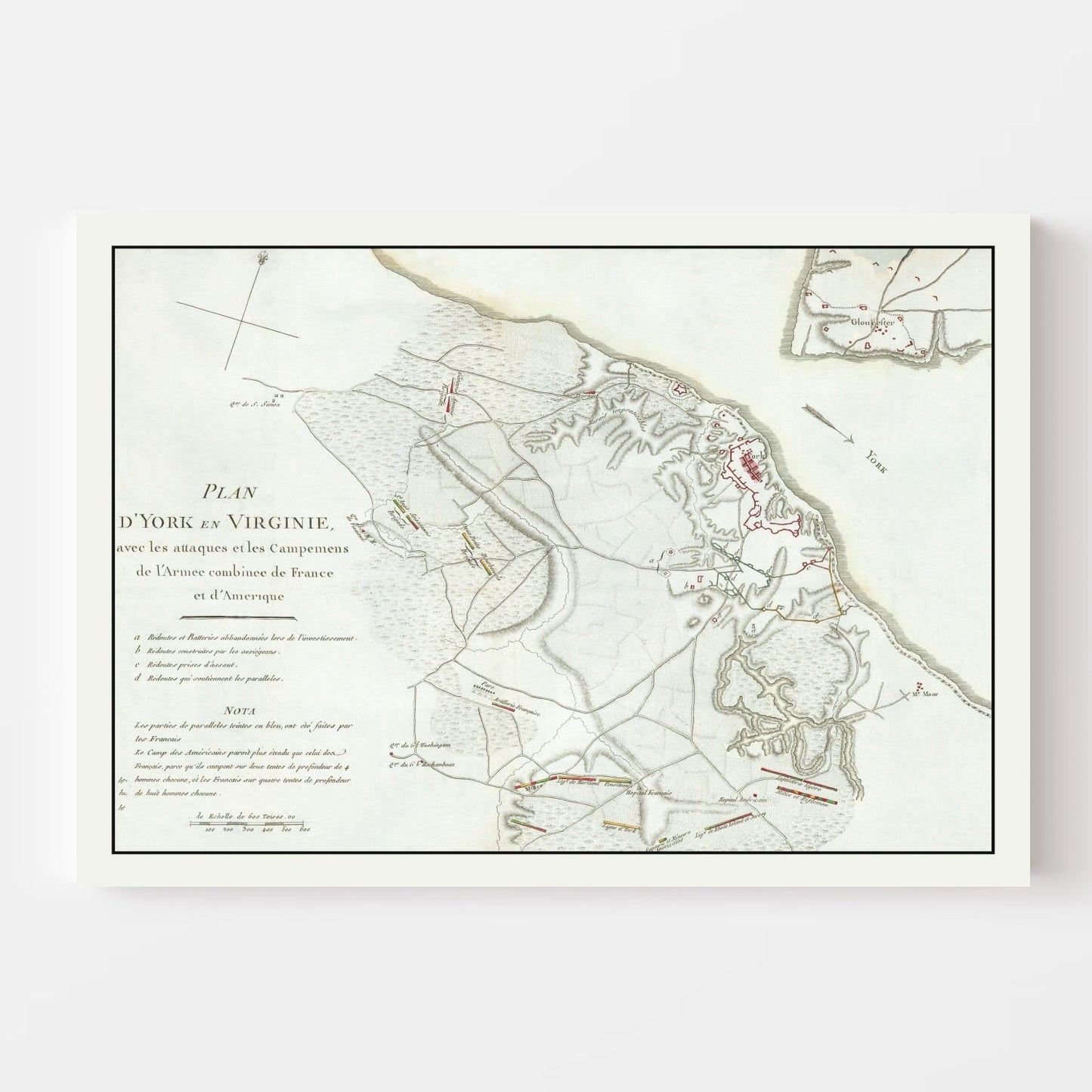 Vintage Battle of Yorktown Map 1787