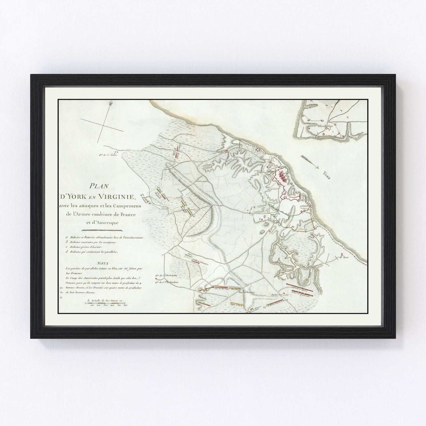 Vintage Battle of Yorktown Map 1787