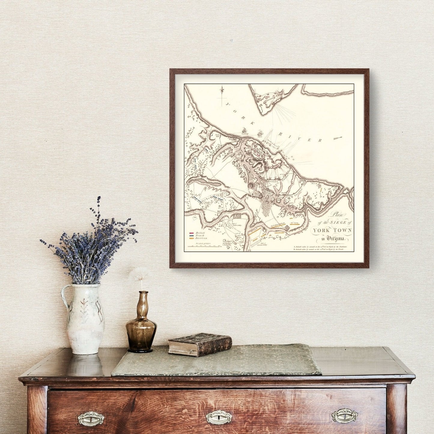 Vintage Siege of Yorktown Map 1787