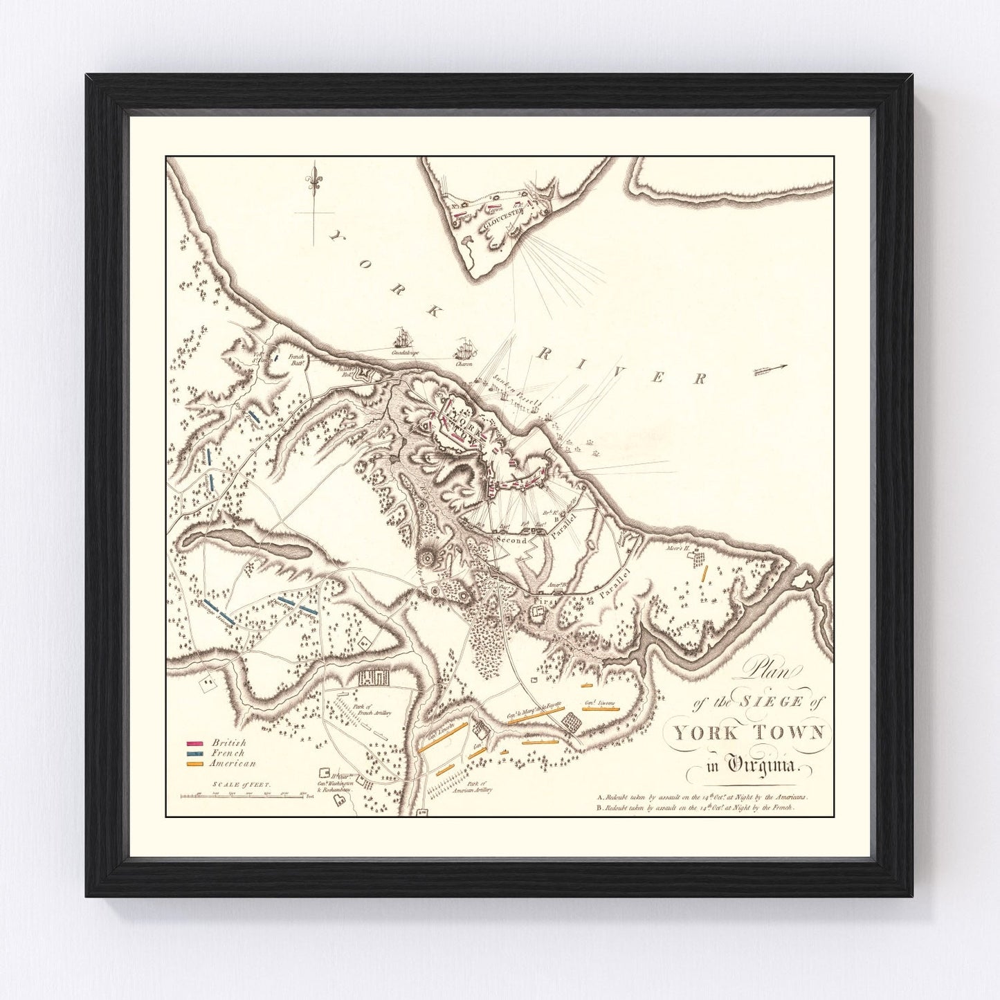 Vintage Siege of Yorktown Map 1787