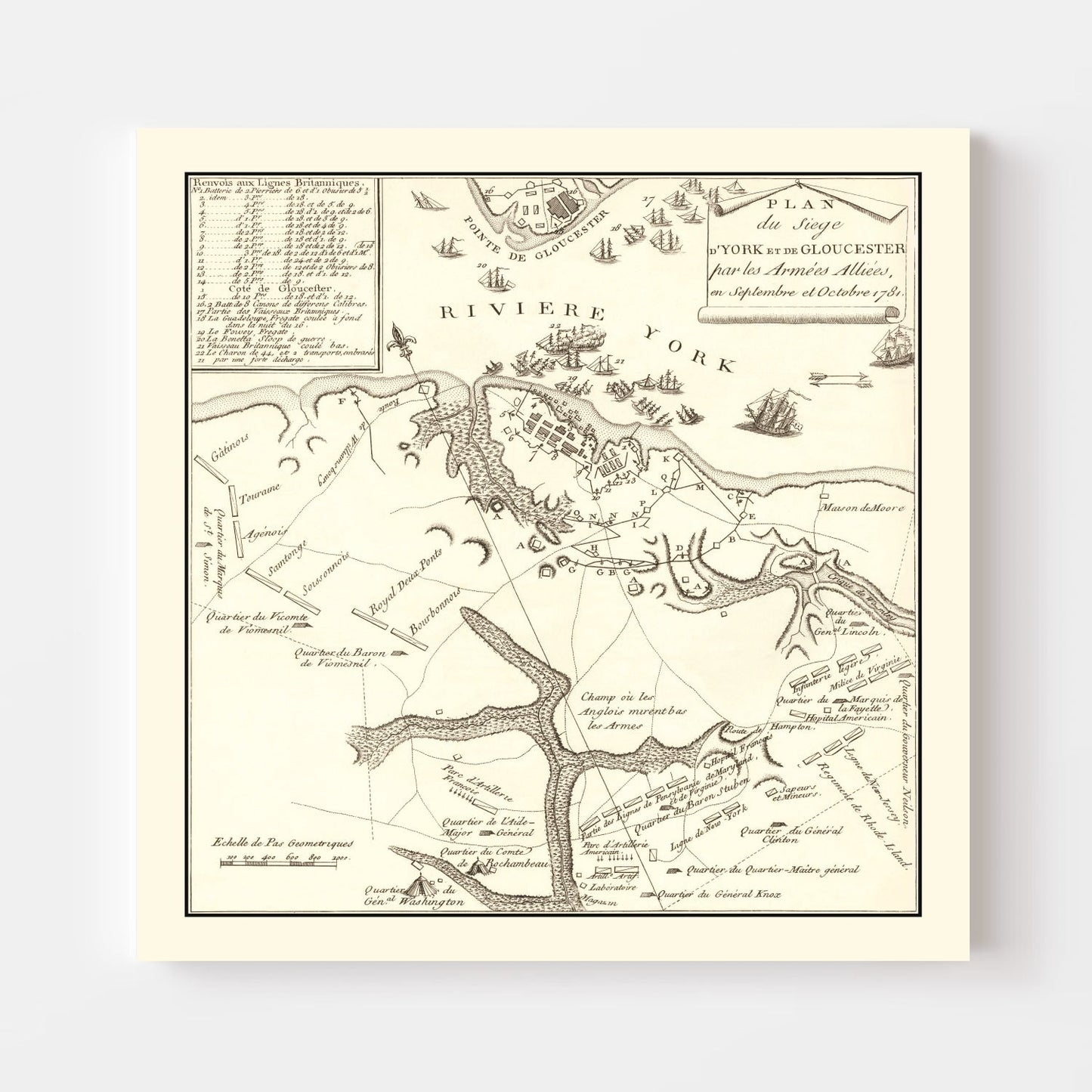 Vintage Siege of Gloucester Map 1787