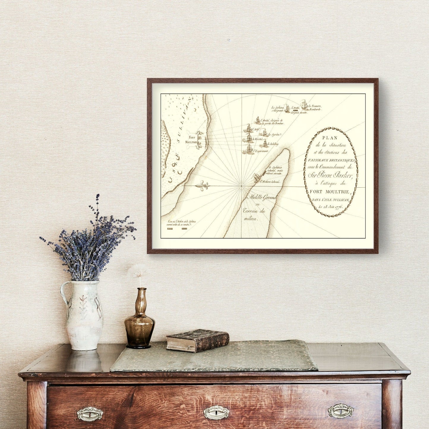 Vintage Battle of Sullivan's Island Map 1787